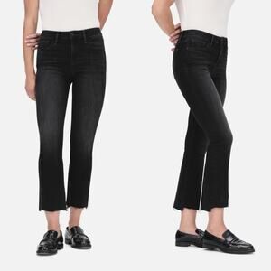 NWT FRAME Denim Le Crop Mini Boot Raw Stagger Tilt Black Jeans Womens Size 26